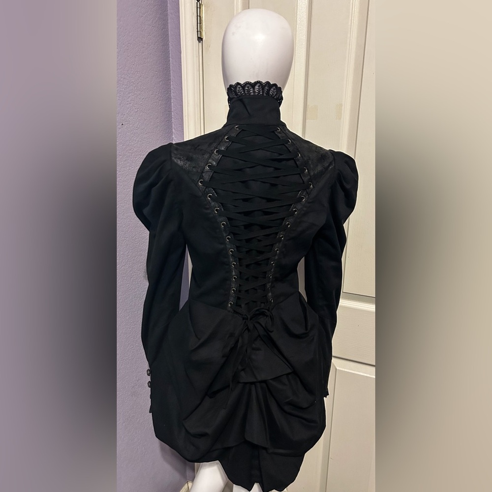 Rare Lip Service Victorian Bustle Jacket Beetlejuice Gothic Witch Steampunk Sz M - Picture 7 of 12